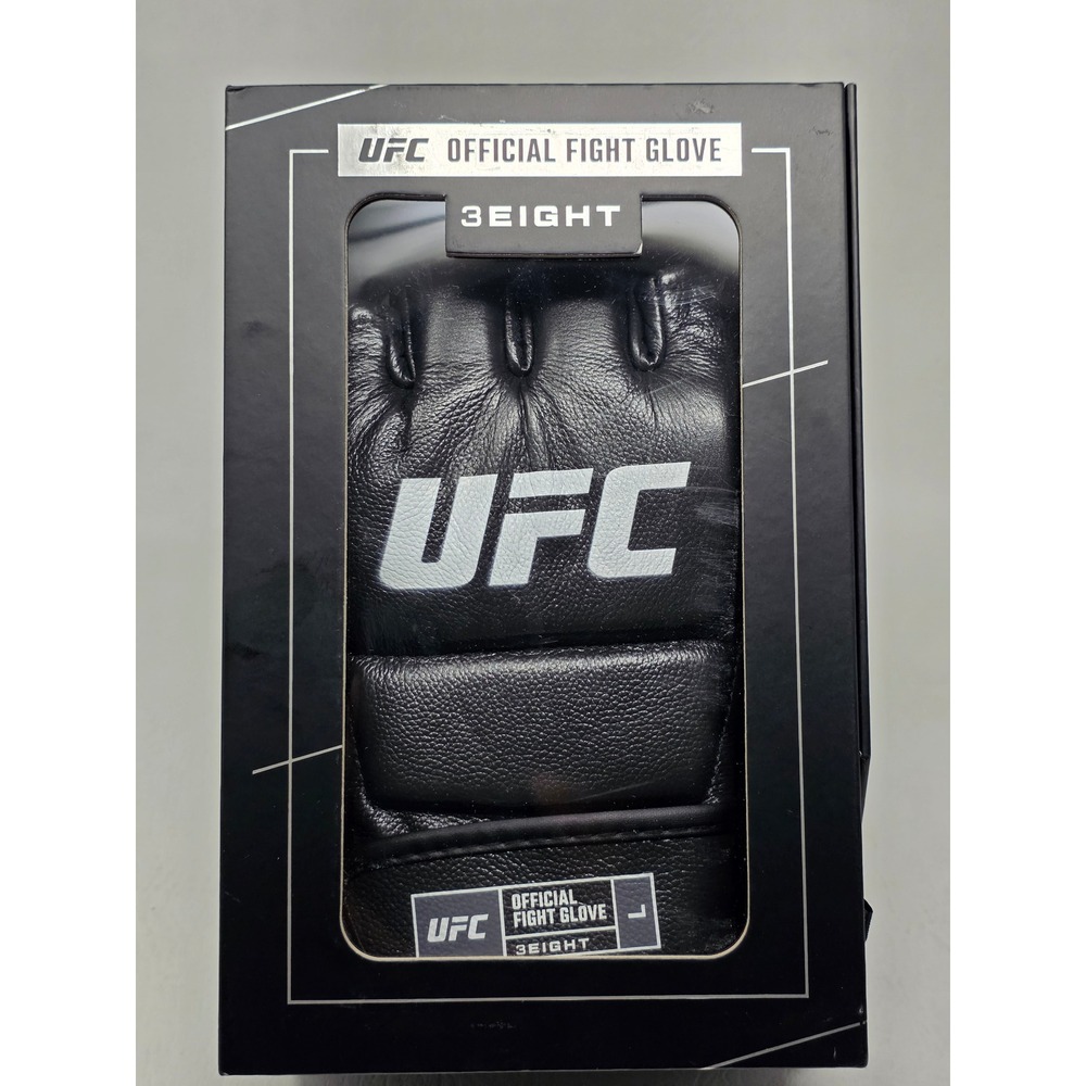 UFC Official Fight Glove 3EIGHT Black Leather MMA Gloves Size L UHK-90593 New